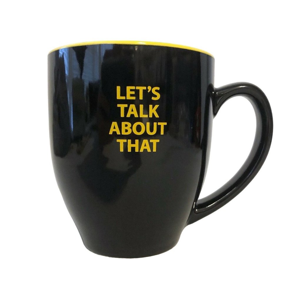 Good Mythical Morning Let's Talk About That Black & Yellow Mug Rhett & Link GMM - Picture 1 of 4